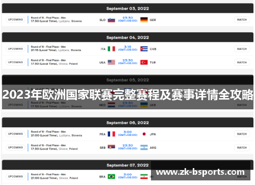 2023年欧洲国家联赛完整赛程及赛事详情全攻略